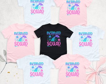 Mermaid Squad Shirt, Birthday Girl Shirt, Mermaid Birthday Party Shirt, Girls Mermaid Shirt, Birthday Group Shirt, Matching Family Bday Tees