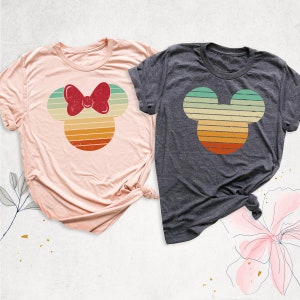 Retro Sunset Mickey Minnie Shirt Magic Kingdom Matching Tee Family Trip Disneyland Shirts, Disneyworld Vacation Tees, Colorful Disney Shirt image 2