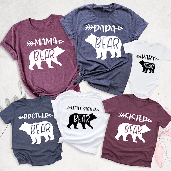 Family Bear Shirts, matching family shirt, mama bear t-shirt, baby bear bodysuit, baby shower shirts, custom bear shirts, bear family outfit