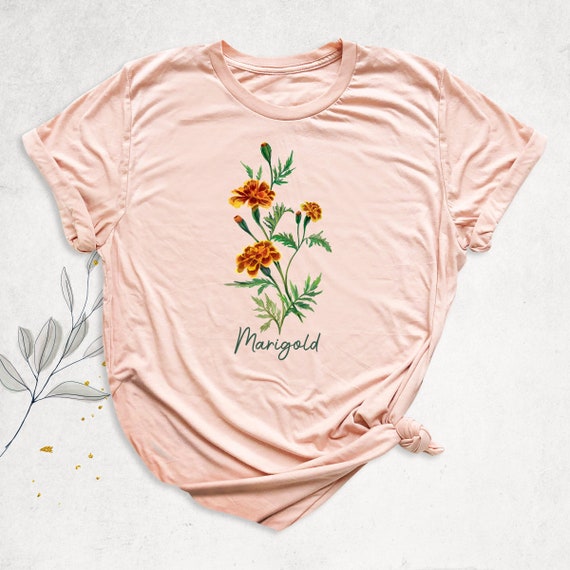 Marigold Flower Shirt, Marigold T-shirt, October Shirt, Gardening