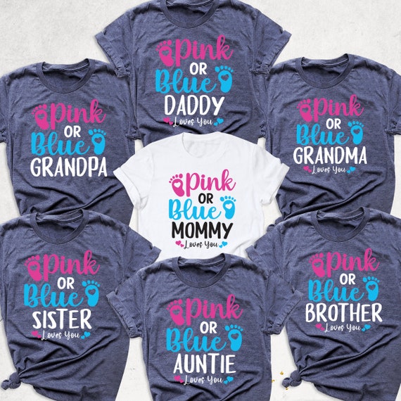 Pink Or Blue Auntie Gender Reveal Shirt Baby Shower Boy Girl Pink Or Blue Auntie Gender Reveal Shirt Baby Shower Boy Girl