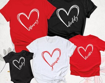 Family Valentines Day Shirt Custom Love Matching Tee Mommy Daddy Baby Heart Shirt, Mom and Me Shirt, Heart Valentine Couple Tees, Love shirt
