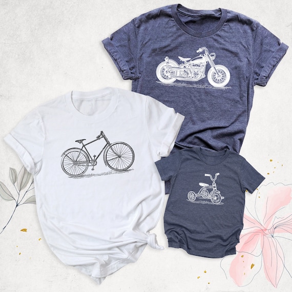 Fathers Day Matching Shirt, Motorcycle Bicycle Tricycle Shirt, Fathers and Son Shirt, Daddy Baby T-Shirt, Grandpa Grandkids Matching Outfits