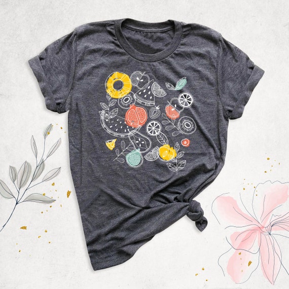 Summer Fruit Shirt, Cottagecore Shirt, Slice of Fruit Shirt, Botanical Shirt, Aesthetic Shirt, Vegan Foodie Gift, Fruity Shirt, Garden Shirt