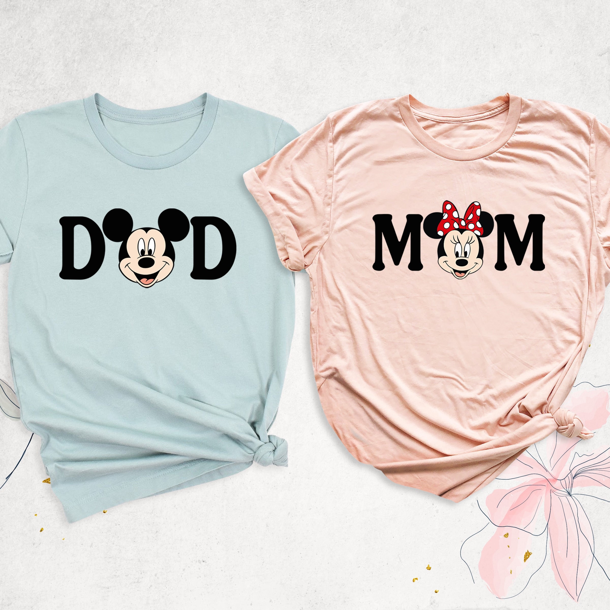 Mom Dad Matching Disney Shirt, New Mama Gift Shirt, New Dada Gift 