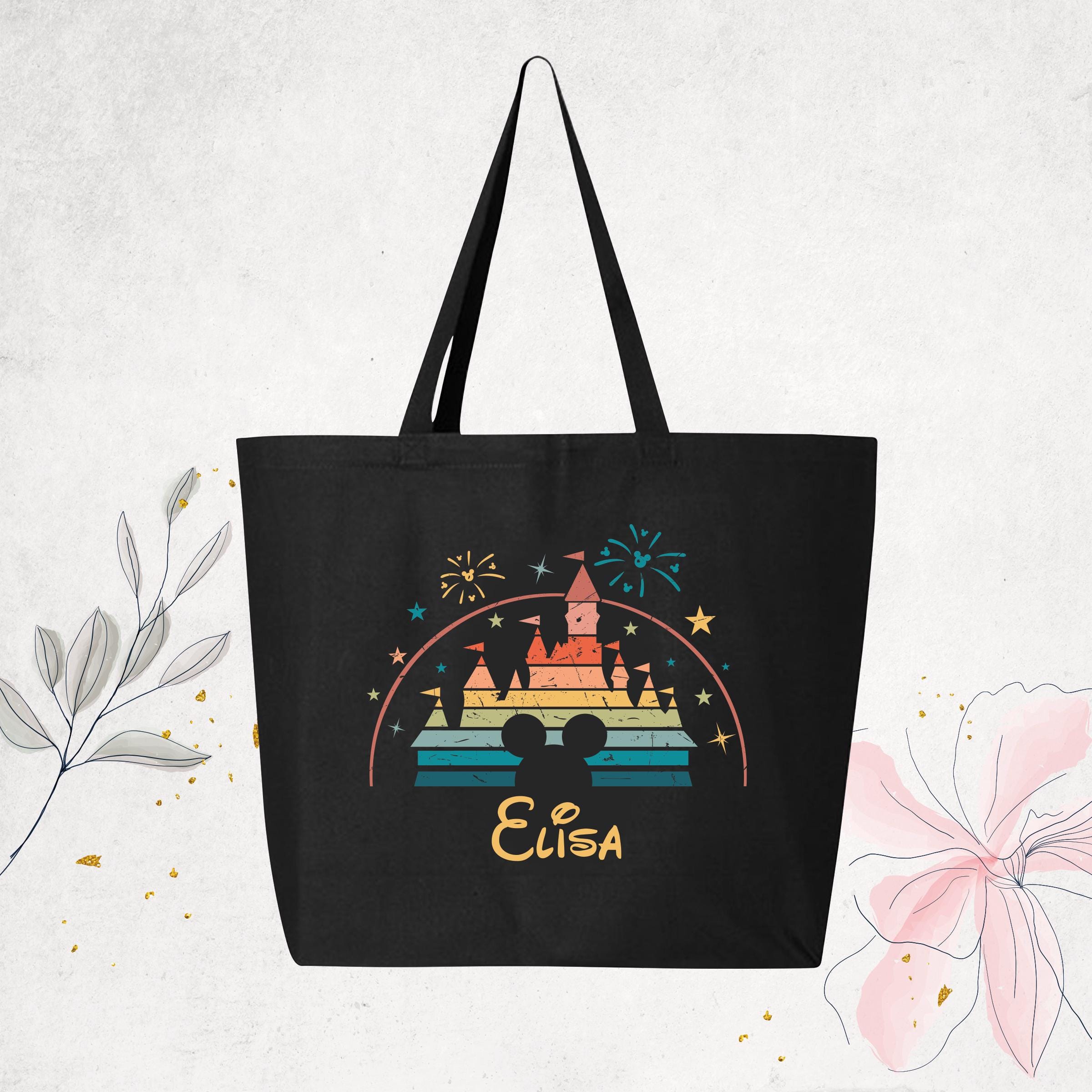disney tote travel bag Lilo & Stitch EVA Gummy - Waterproof Rubber Beach Bag, Purple Stitch Design, Large 16.5
