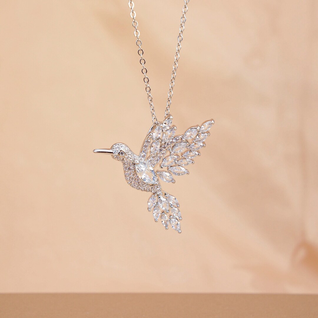 Diamond Hummingbird Necklace zirconia Bird Necklace Exquisite Luxury Pendant shiny Gemstone Animal Necklace jewelry for Women Gift for Her Etsy UK