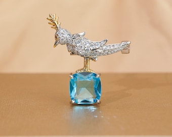 Bird Brooch , Bird Brooch Pendant, Exquisite Luxury Suit Brooch ,Shiny Gemstone Pin Animal Jewelry Her Women,Bird Shaped Zirconia Brooch