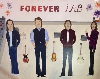 Original Acrylic Painting: The Beatles Rooftop Concert