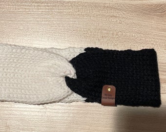 Black and White crochet ear warmer