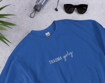 EMBROIDERED Trauma Girly ER Nurse Sweatshirt Truama icu sicu cvicu Truama Manager MD, doctor, physician assistant christmas gift