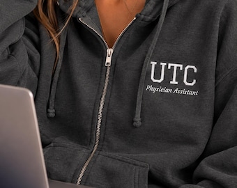 Physician Assistant Custom Embroidered Sweatshirt, PA personalized zip up hoodie, Christmas Gift