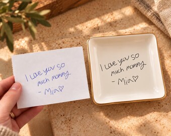 Personalized Handwriting Keepsake Dish , Custom Ceramic Gift, Letter Note Ceramic Trinket Tray Custom Handwritten Message