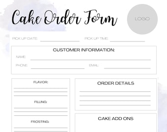 cake order sheet template