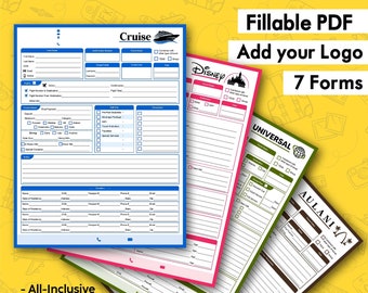 Travel Agent Booking Forms Fillable & Printable PDF including a quote form to send to clients - All destinations included - Total 7 Forms