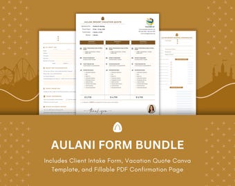 Aulani Resort Form Bundle – Quote Template (Editable in Canva), and Confirmation Form & Intake Form (Fillable PDF) for Travel Agents