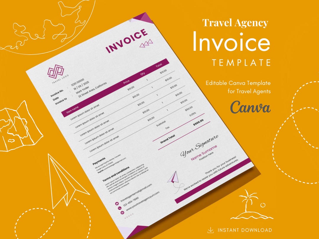 Rv Invoice Customizable Travel Invoice Template for Travel Agents & Advisors ...
