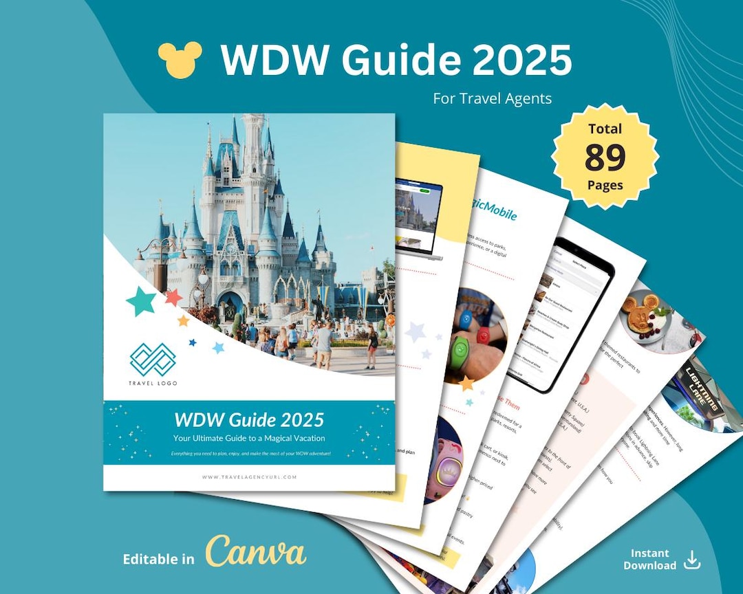 WDW Florida Travel Guide 2025 | Editable Canva Template for Travel ...
