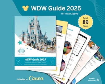 WDW Florida Travel Guide 2025 | Editable Canva Template for Travel Agents | WDW Handbook & Trip Planning Resource | Digital Download