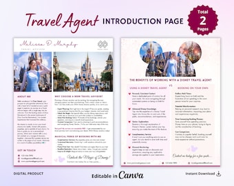 Travel Agent Introduction page Templates Editable in CANVA Post on Social Media Marketing Total 2 pages