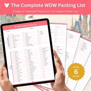 WDW Complete Vacation Packing List, Digital Download Packing Checklist for Family Trips Travel Planner and Vacation Essentials - 6 Page PDF