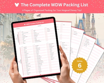 WDW Complete Vacation Packing List, Digital Download Packing Checklist for Family Trips Travel Planner and Vacation Essentials - 6 Page PDF