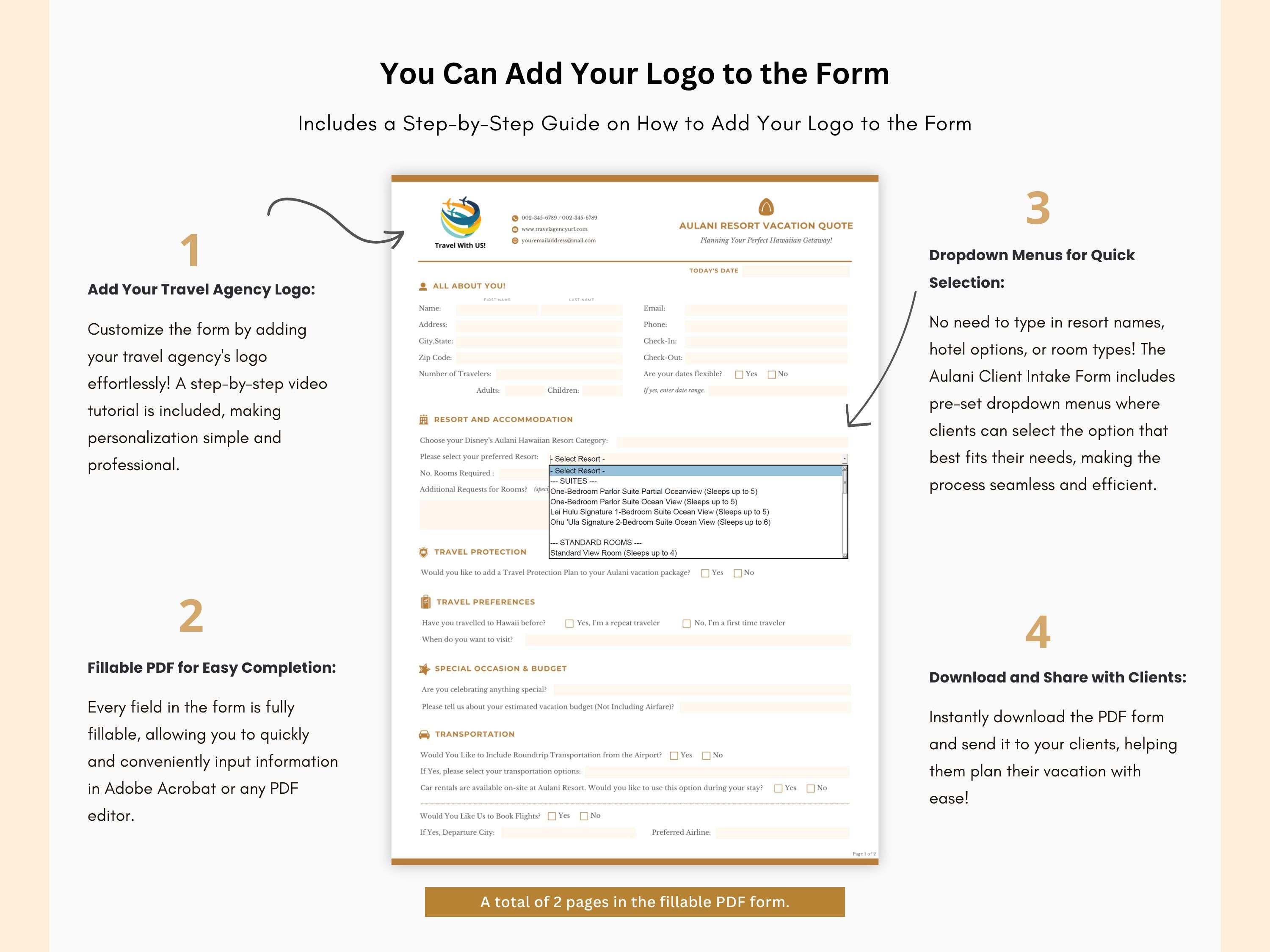 Travel Agency Client Intake Form Example.pdf Aulani Client Intake Form Fillable PDF Template for Travel Agents – 2 ...