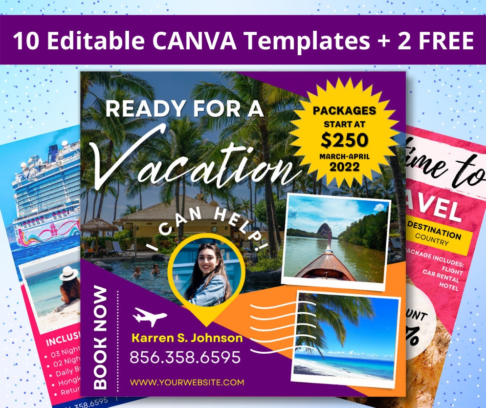 Travel Agent 10 Editable CANVA Templates BUNDLE 2 FREE Templates Travel Agent 10 Editable CANVA Templates BUNDLE 2 FREE Templates