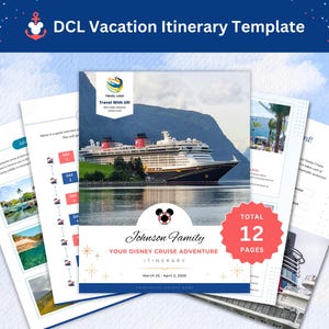 DCL Vacation Itinerary Canva Template - Editable Cruise Planner for Travel Agents, Customizable for Any DCL Destination INSTANT Download