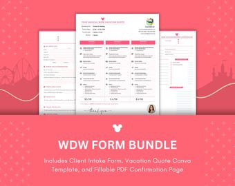 Pakiet formularzy WDW – Przyjęcie klienta (wypełniany plik PDF), Szablon oferty (edytowalny w Canva) i Potwierdzenie (PDF) dla agentów podróży