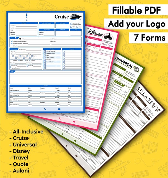 Travel Agent Booking Forms Fillable & Printable PDF Including Etsy