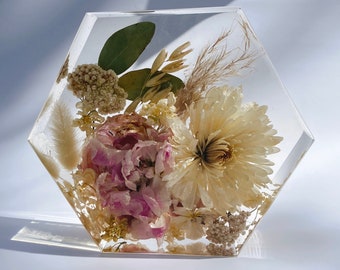 Custom Flower Preservation, Bridal Bouquet Preservation, Custom 6x7 Hexagon Block, Custom Bouquet Preservation