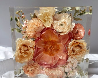 Flower Preservation, Custom Bouquet Preservation, Custom Block Keepsake 8x8, Wedding Bouquet Preservation