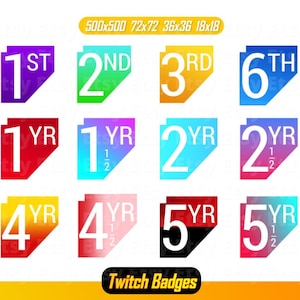 Founder Sub Badges - Twitch Badges, Twitch Emotes, Subscriber badges, Amazing Livestream Badges, Twitch Founder Sub Badges, Full Pack