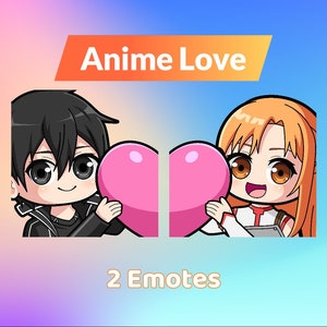 Anime Love Emotes voor Twitch - Anime Emotes, Love Emotes, Paar, Twitch, Onenigheid, Kawaii, Schattig, Livestream, Zwaard, Anime Paar