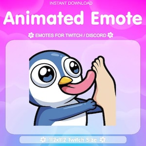 Emote animata "Pinguino che lecca" per Twitch - Pinguino, Animato, Leccare, Lingua, Meme, Divertente, Discord, Carino, Emote Pinguino