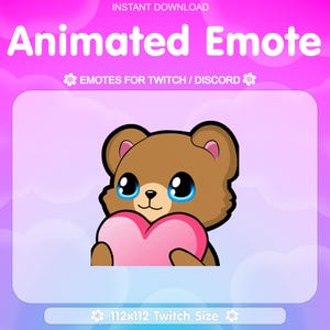 Cute Bear Animated Emote for Twitch - Bear Emote, Bear, Cute, Kawaii, Animals, Love, Teddy, Heart, Discord, Livestream, Animated, Twitch