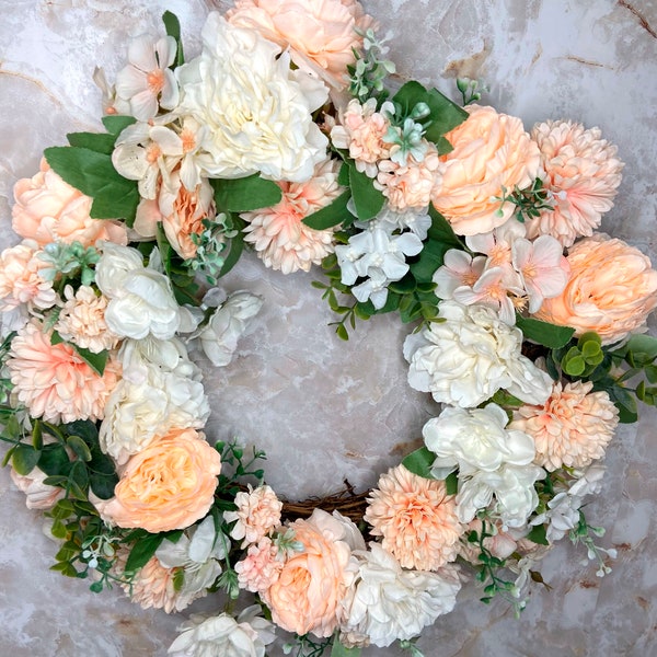Soft Orange and White Floral Wreath
