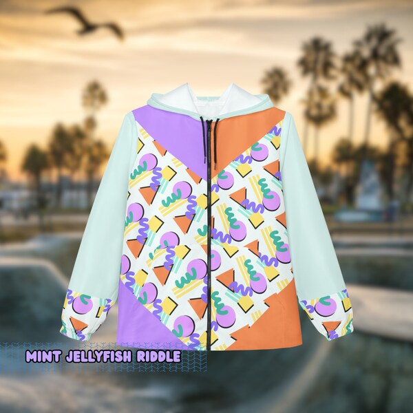 Windbreaker Jacket Vintage 90s Style Inspired Retro Outerwear Classic Fashionable Look Colorful Throwback Coat for All Seasons