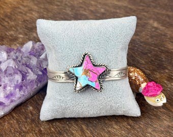 Cotton Candy Sterling Silver Star Cuff