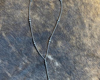 Sterling Silver Navajo Style Pearl Y-Necklace Authentic Southwestern Jewelry