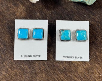 Kingman Turquoise Square Studs