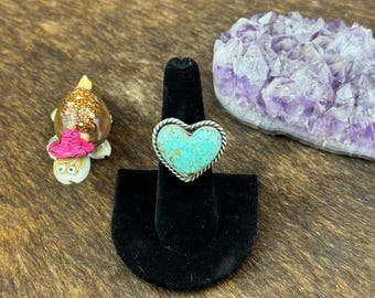 8 Turquoise Heart Ring