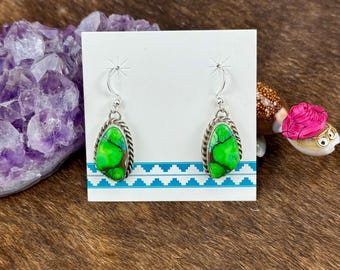 Peacock Dahlia Sterling Silver Dangle Earrings
