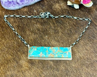 Kingman Bronze Sterling Silver Bar Necklace