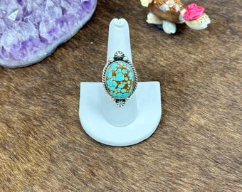 8 Turquoise Sterling Silver Oval Ring
