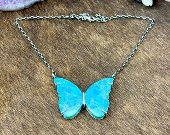 Kingman Turquoise Sterling Silver Waterproof Butterfly