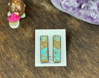 8 Turquoise Rectangle Bar Earrings