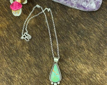 Kingman Turquoise Tear Drop Necklace