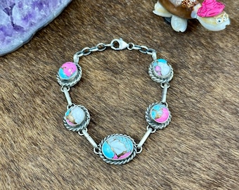 Cotton Candy Sterling Silver 5 Stone Bracelet